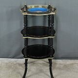 Blackened wooden stool, "Portrait of Louis XVI", Napoleon III - 19th century