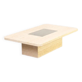 George Mathias Travertine Coffee Table for Maho with Artwork nr 12/50, 1970's