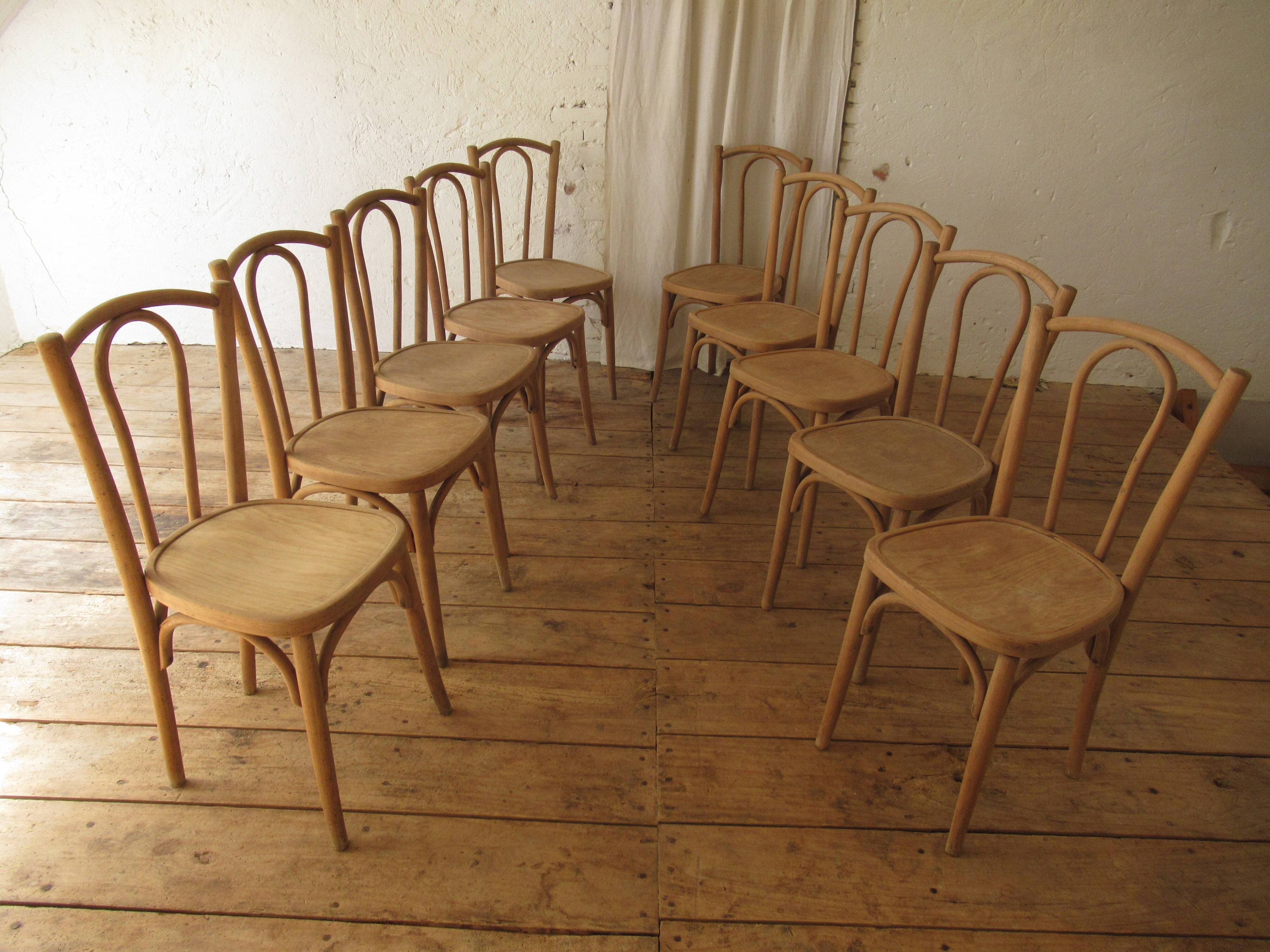 Raw wood bistro chairs.