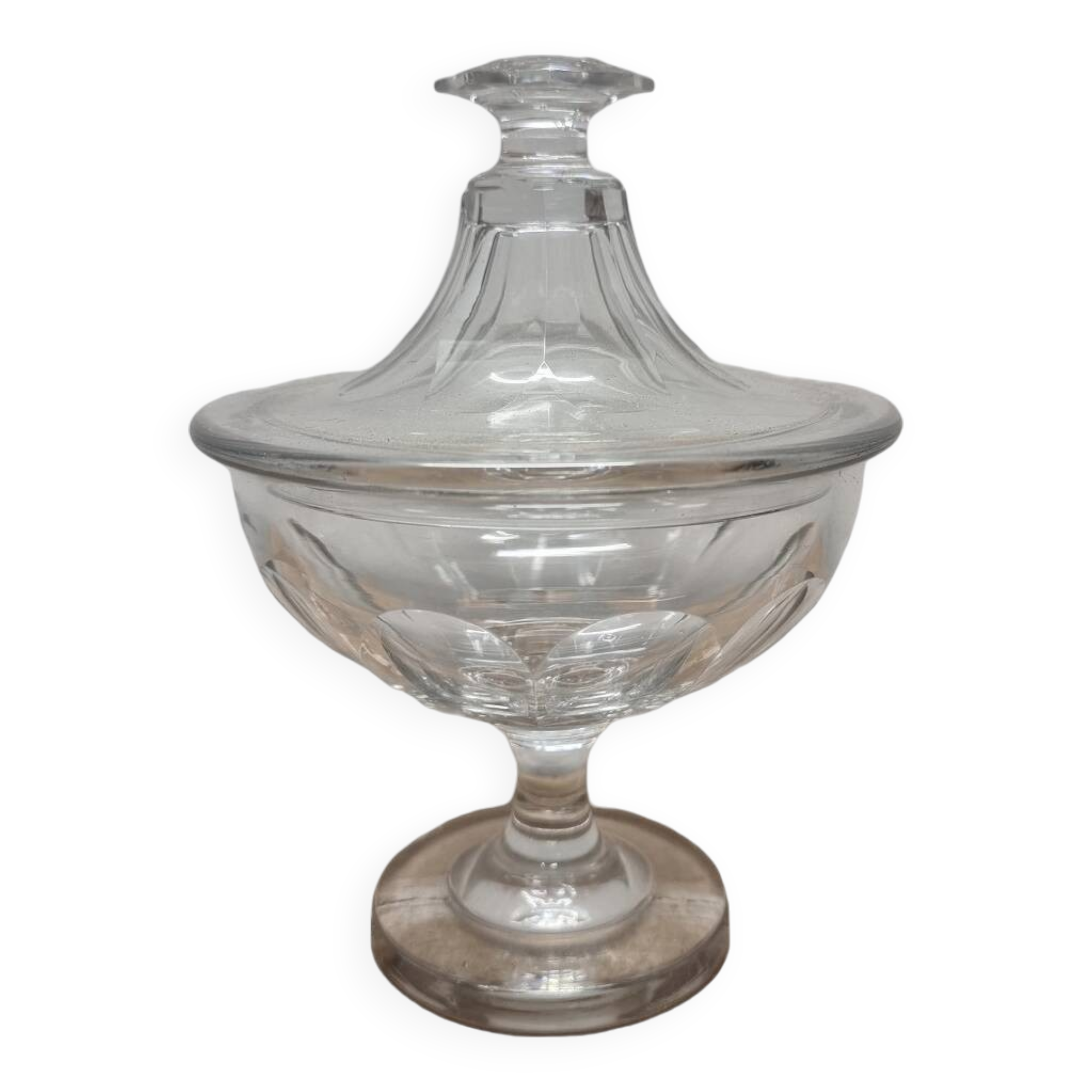 Bonbonnière en verre vintage avec couvercle, années 1950.