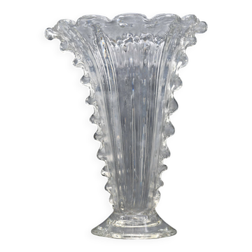 Vase Bullicante Art Déco en verre de Murano par Barovier & Toso, années 1950
