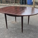 Extendable rosewood dining table with butterfly leaf, vintage Scandinavian