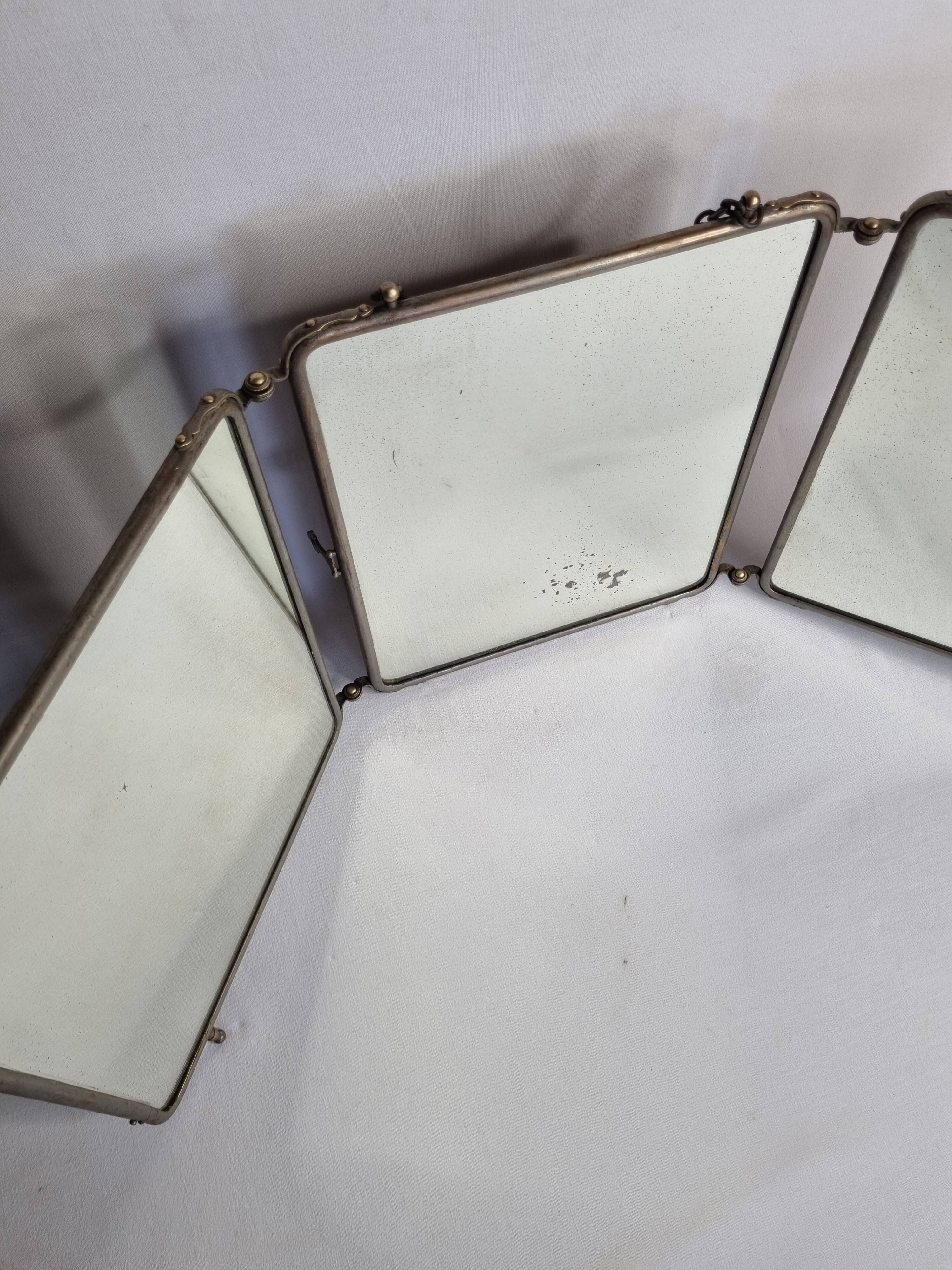 Miroir de barbier triptyque à poser ou à suspendre 1900
