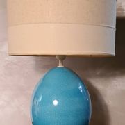 large living room lamp in cracked turquoise blue ceramic 1970 to 80, h53x40 elec ok