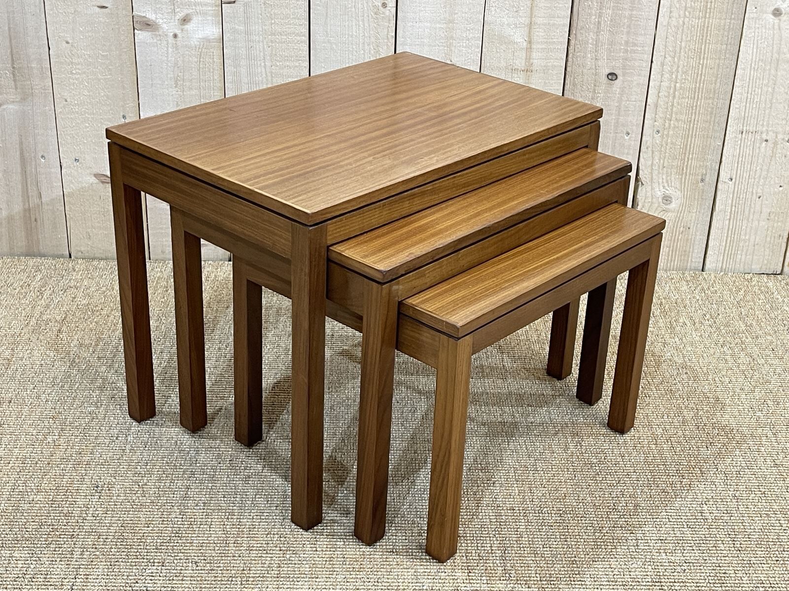 Suite of 3 teak pull-out tables from the 70s