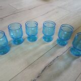 6 antique blue glass glasses