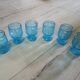6 antique blue glass glasses