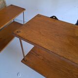 Wall shelf in oak and copper from the 50s