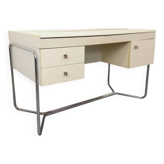 Vintage Bauhaus style desk in melamine and chrome metal from the 1970s.