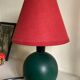 Lampe 80s en bois vert vintage