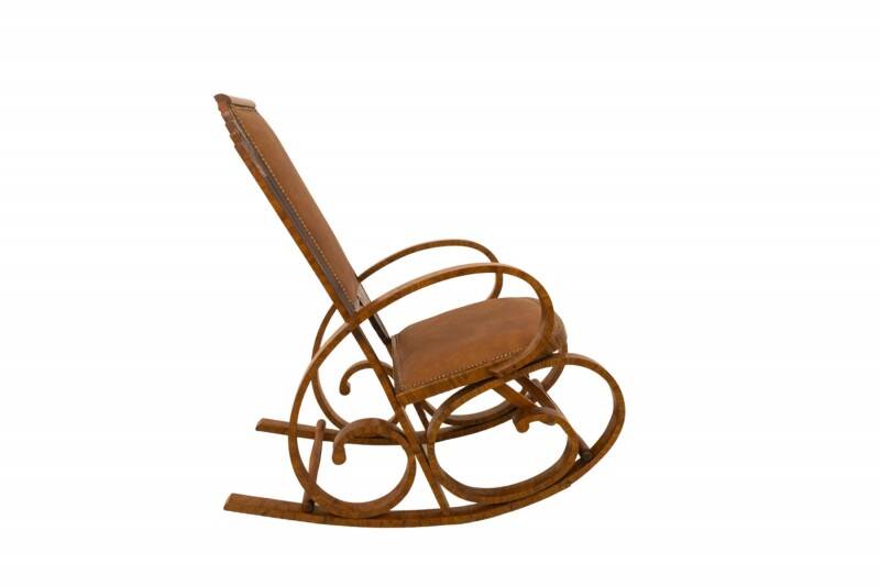 A pair of unique Art Deco rocking chairs, Poland, circa 1930.