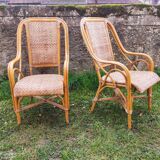 Pair of vintage rattan armchairs