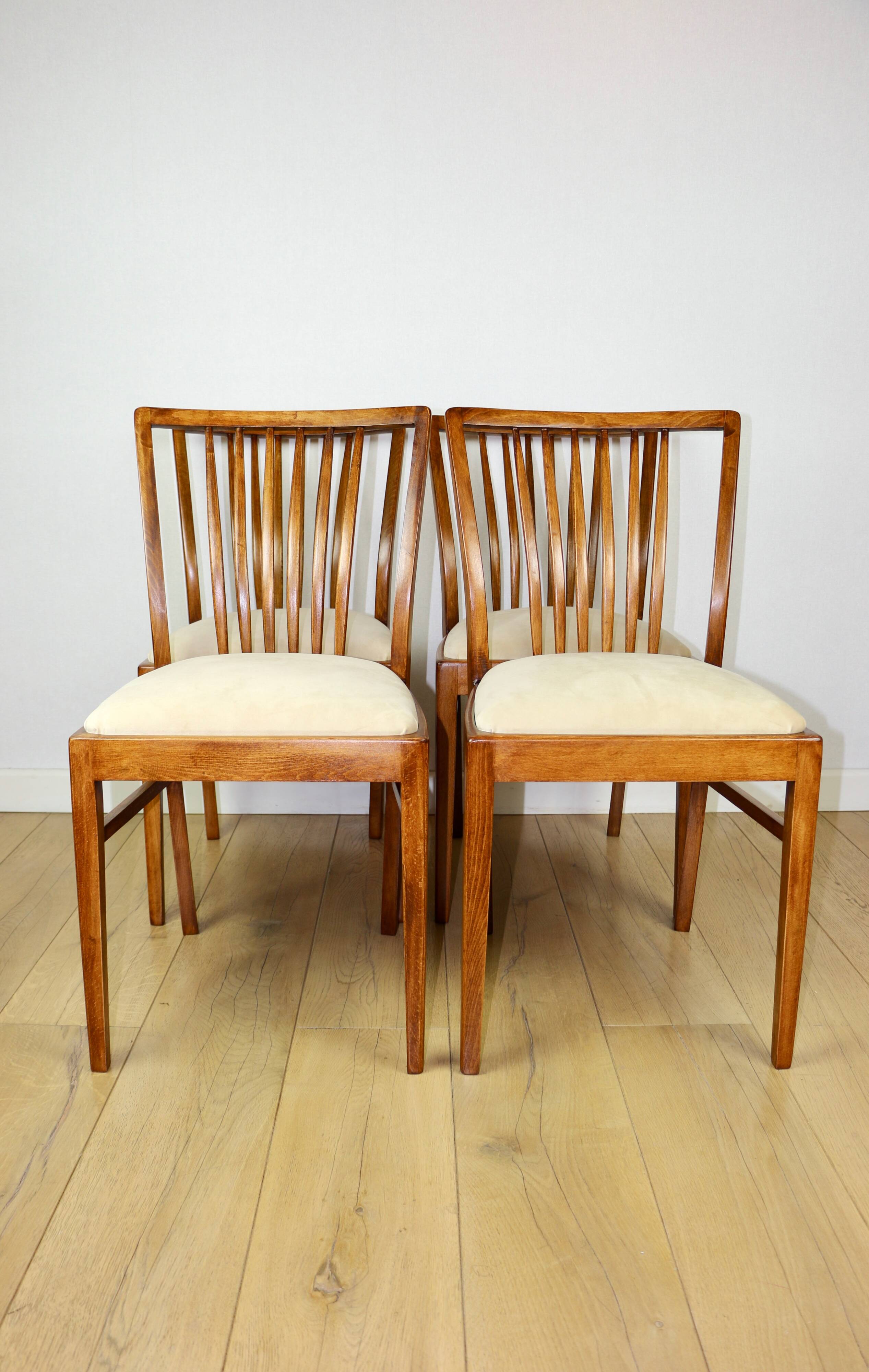 Vintage chairs beige velvet - set of 4
