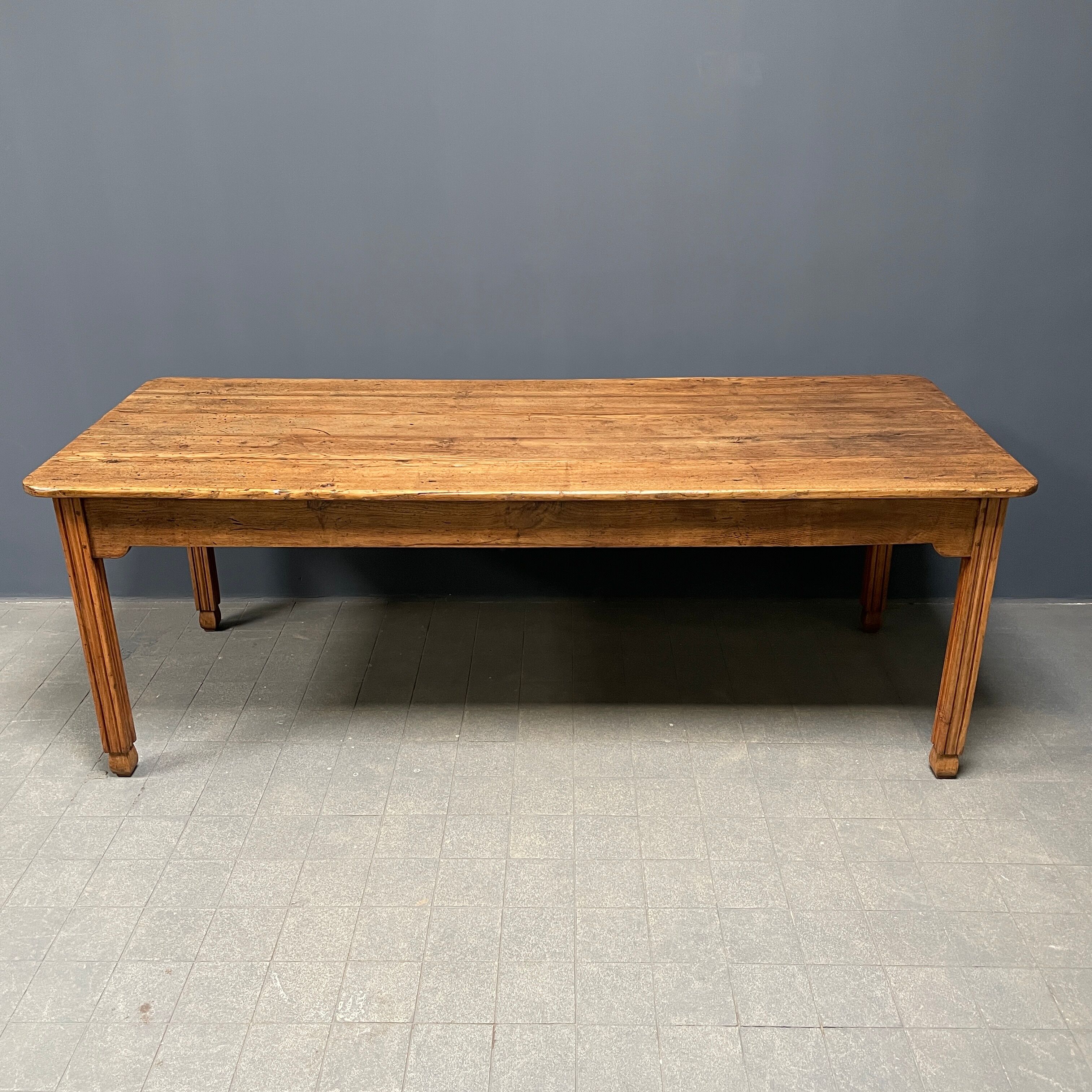 Large oak farmhouse table from France, early 1900s