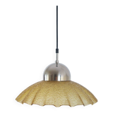 Vintage structured glass and metal pendant light 1980s