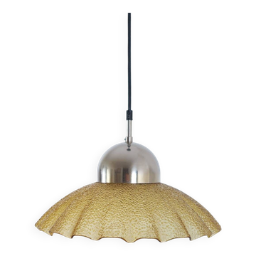 Vintage glass and metal pendant light, 1980s
