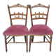 Pair of old velvet chairs in old rose carved wood