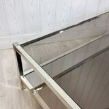 Vintage brass coffee table, mirror and smoked glass