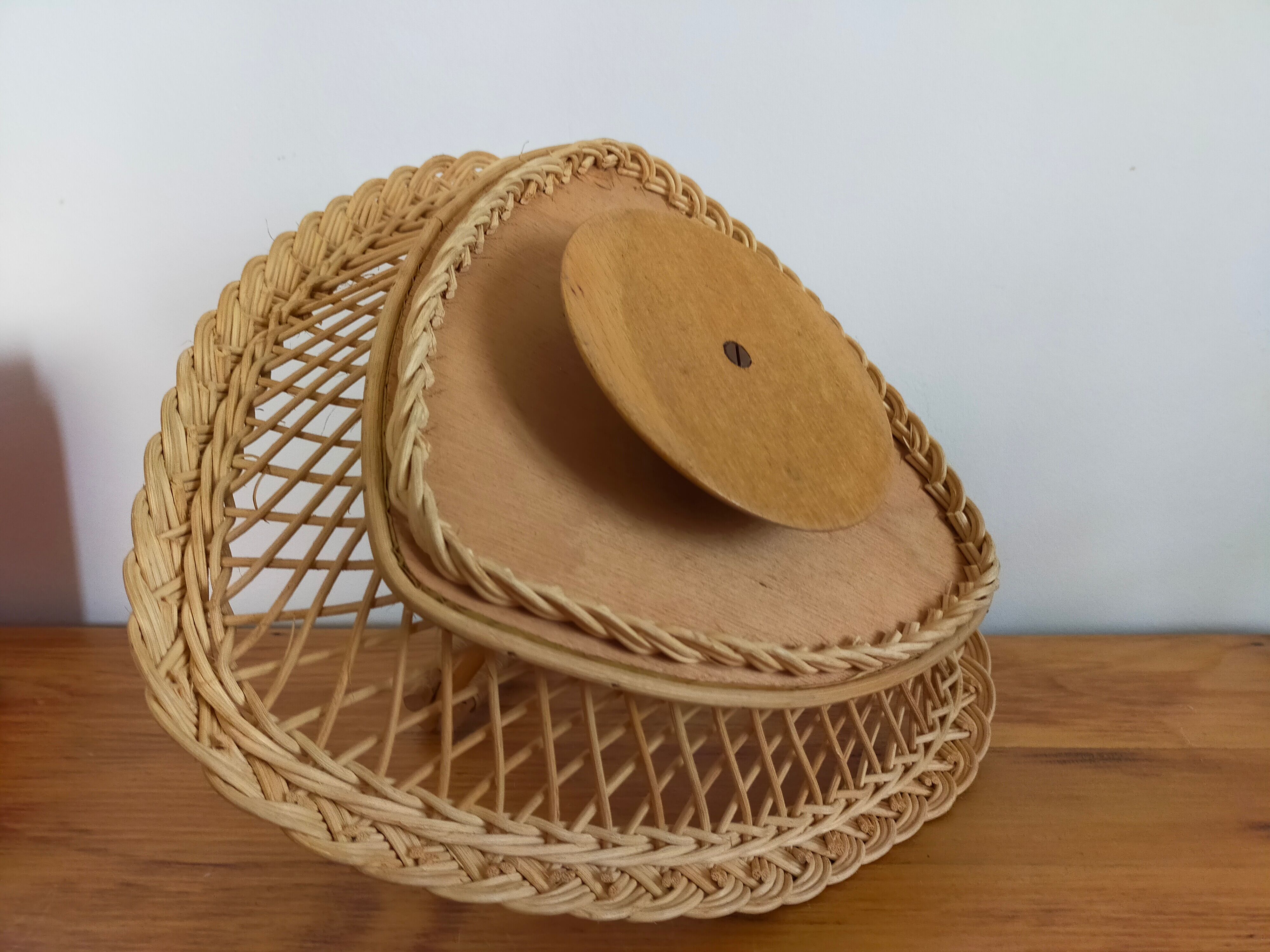 Fruit basket or tray in vintage wicker rattan