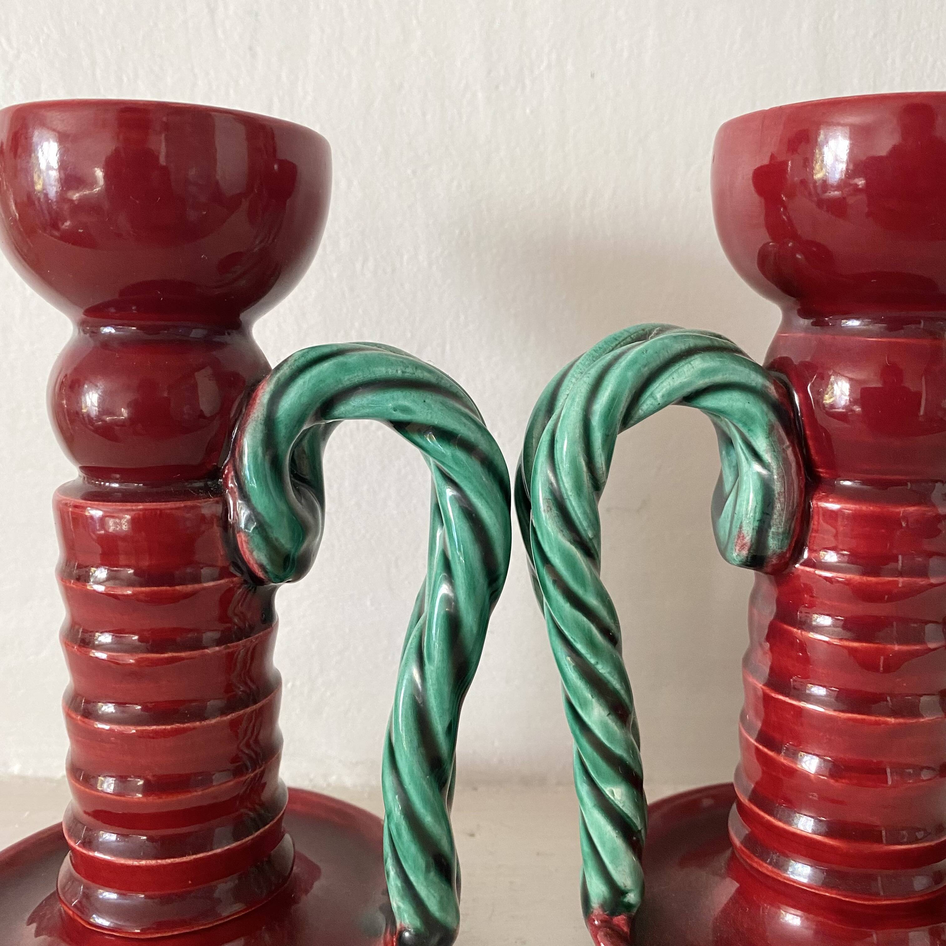 1950s earthenware candlesticks