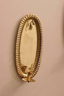 Vintage Swedish Oval Wall Sconces in Brass