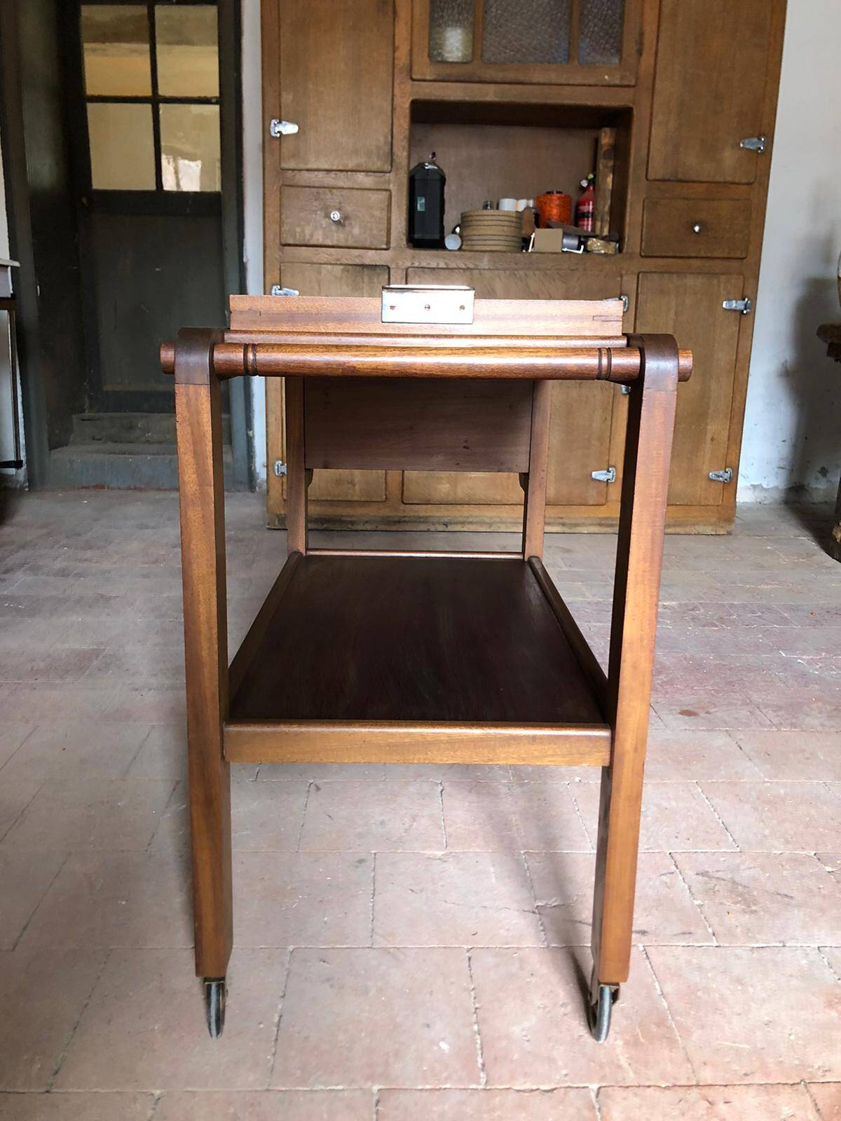 Vintage wooden trolley, vintage design trolley, rolling furniture, servant
