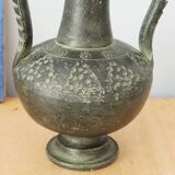 Black vase of antique inspiration in the shape of an amphora, 50s or 60s, vintage