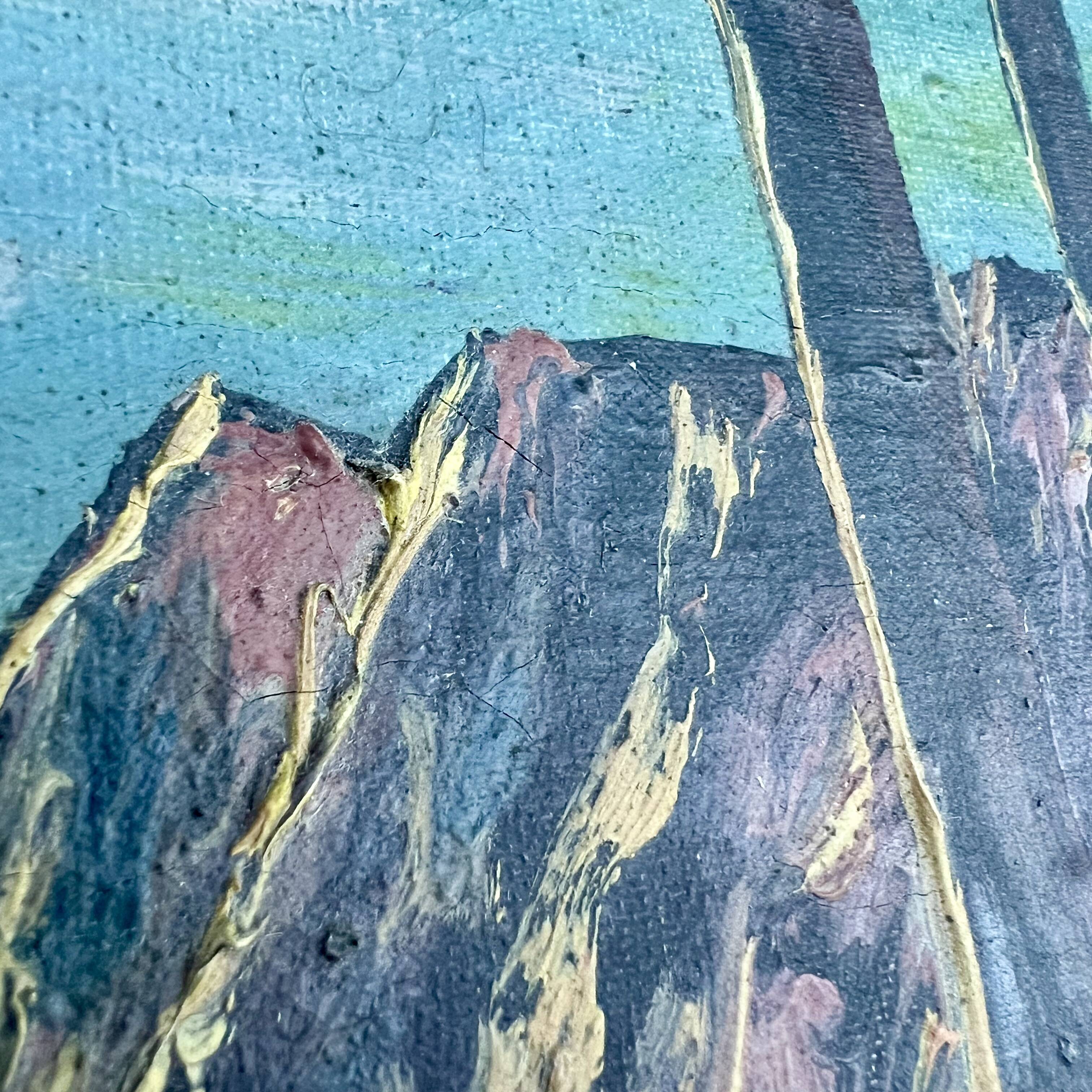 Old Oil Painting / Seaside Marine Panel Signed