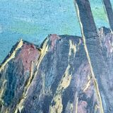 Old Oil Painting / Seaside Marine Panel Signed