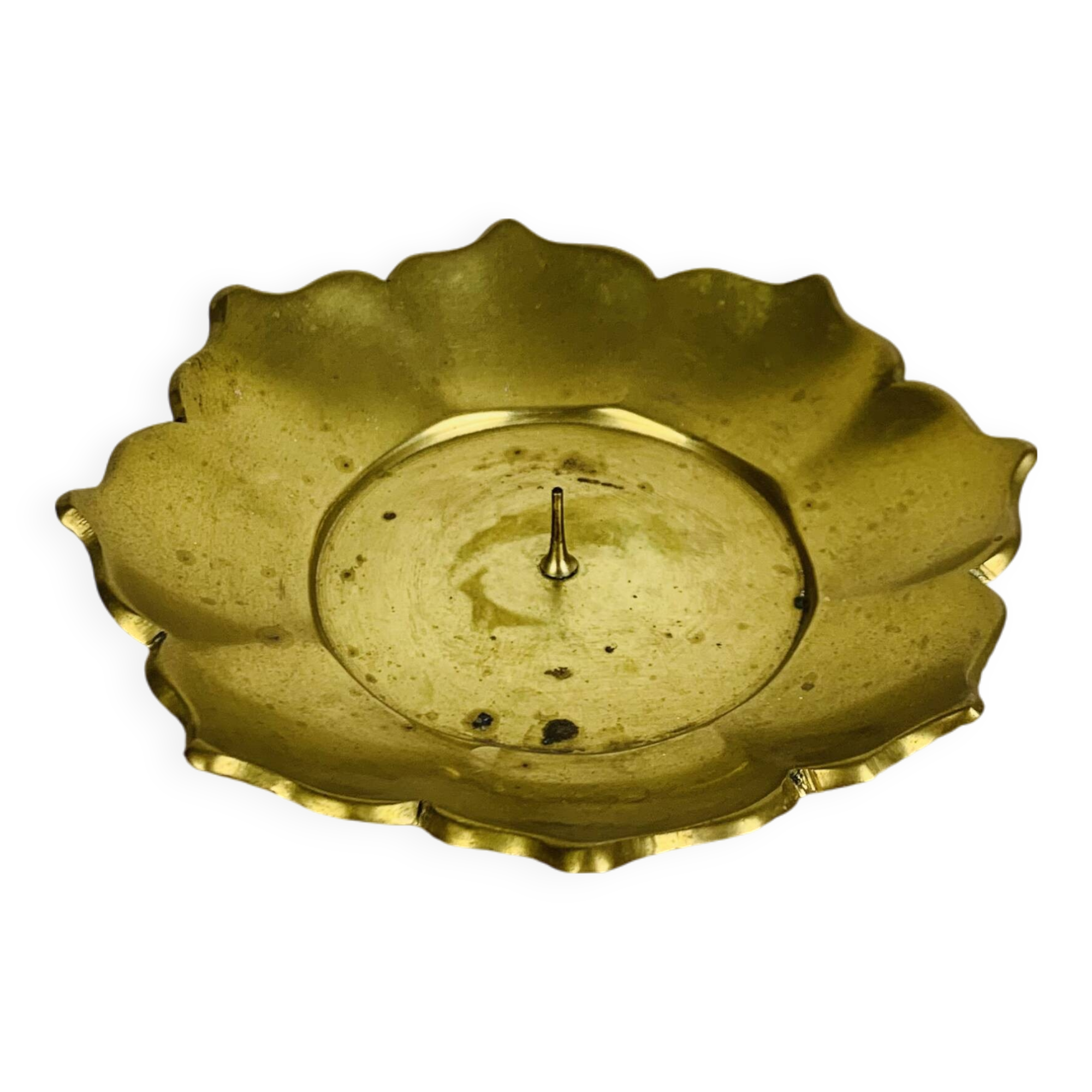 Vintage gold brass flower candle holder