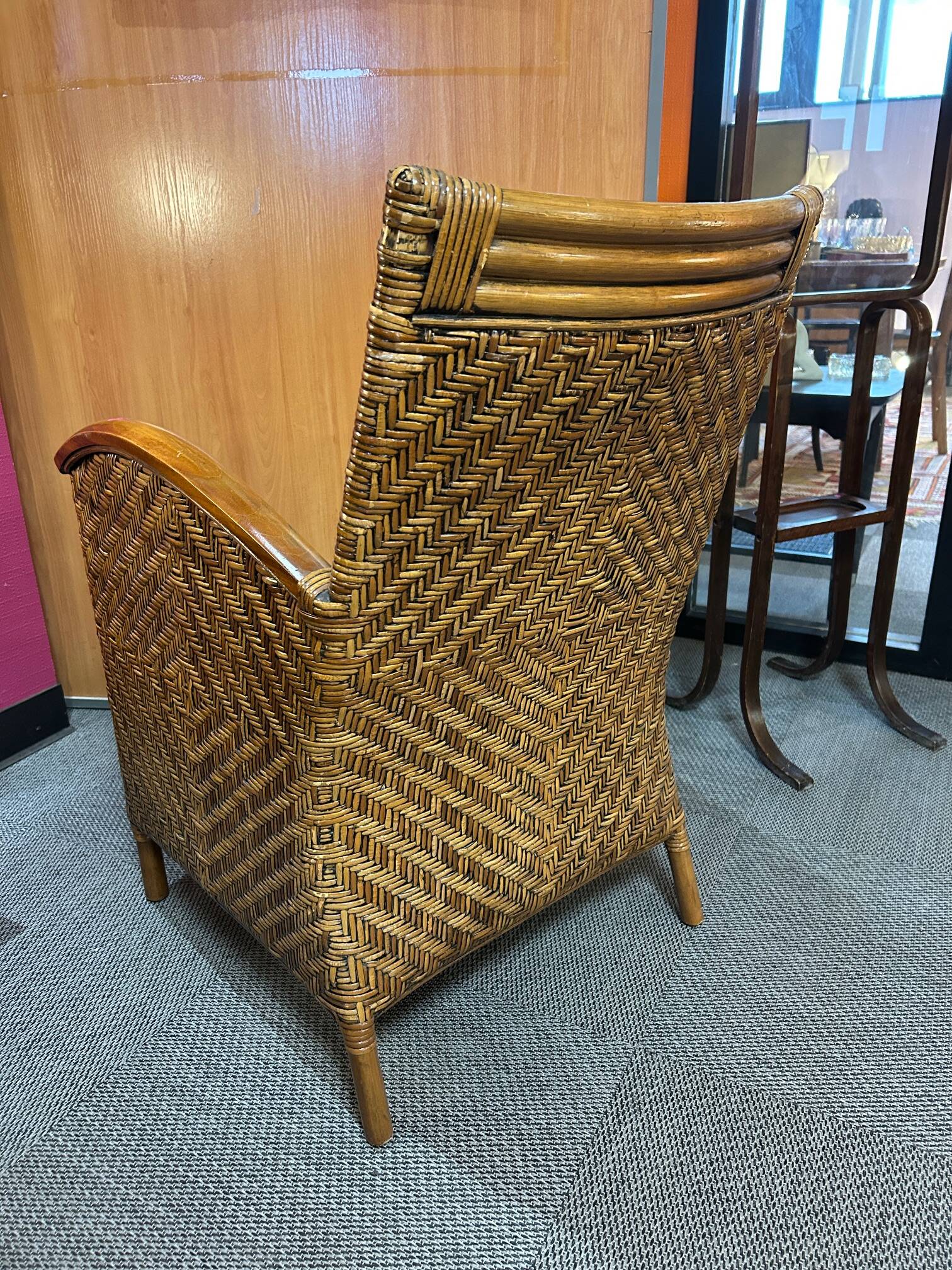Pair of colonial wicker armchairs
