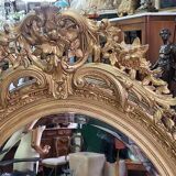 Miroir medaillon dore du xix ème siecle