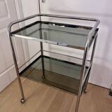 Chrome and smoked glass console
