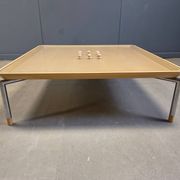Table basse post-moderne en liège et en verre, années 1980
