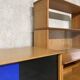 Asymmetrical golden oak display case bookcase Oscar vintage furniture from the 60s