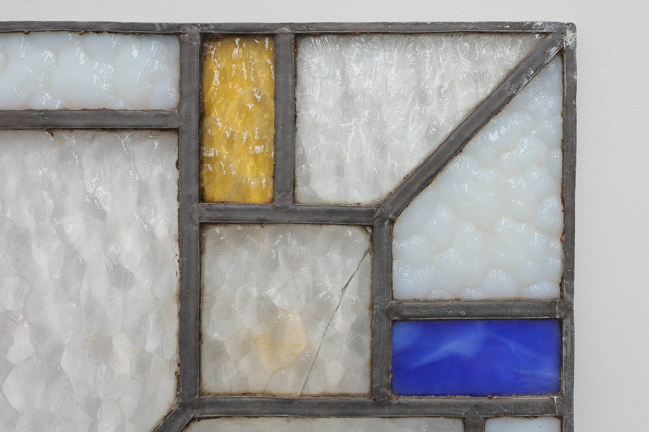 Art Deco Leaded Glass Panel with Geometric Cross Motif, Belgium, Circa 1920