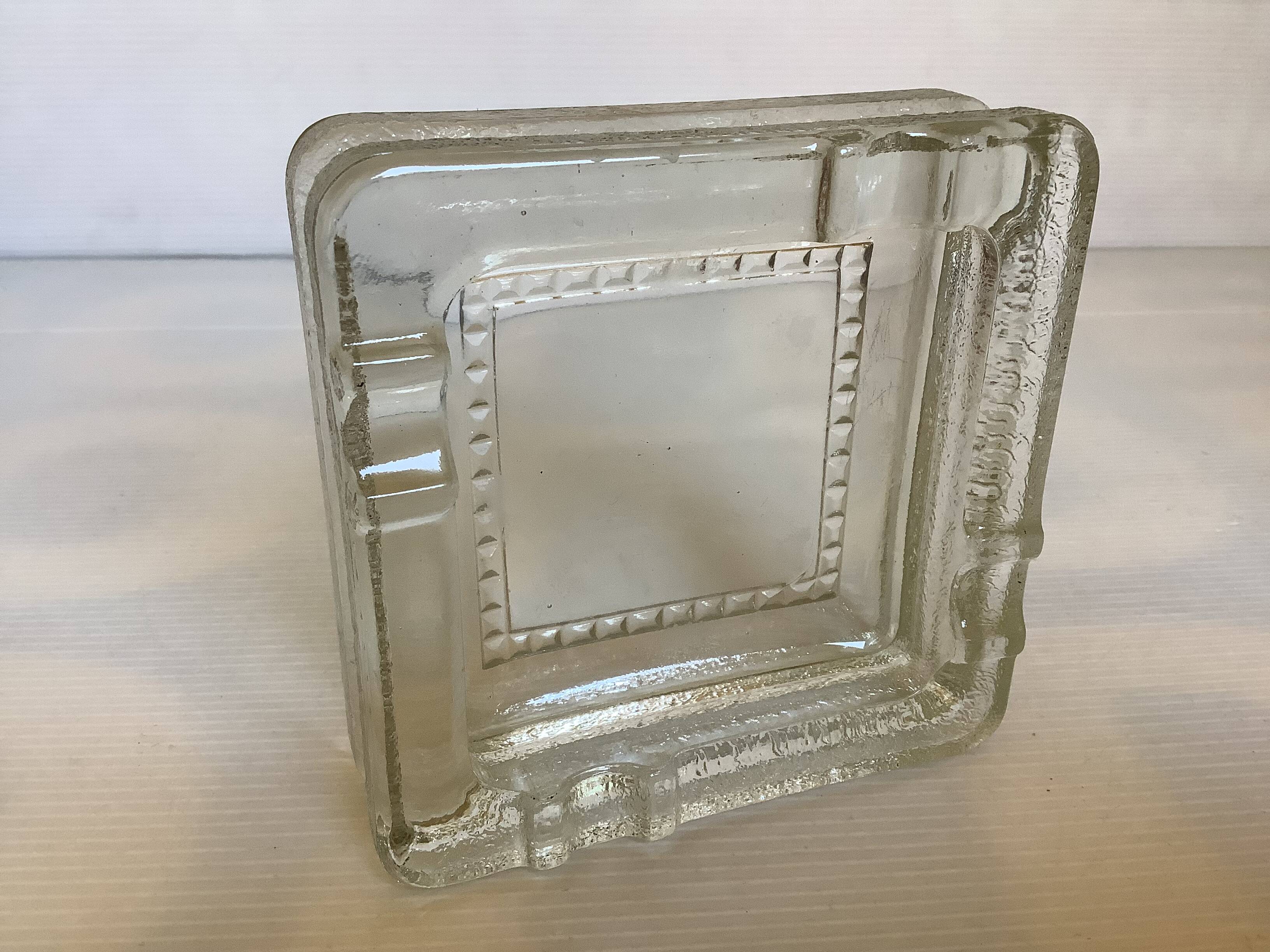 Thick glass ashtray