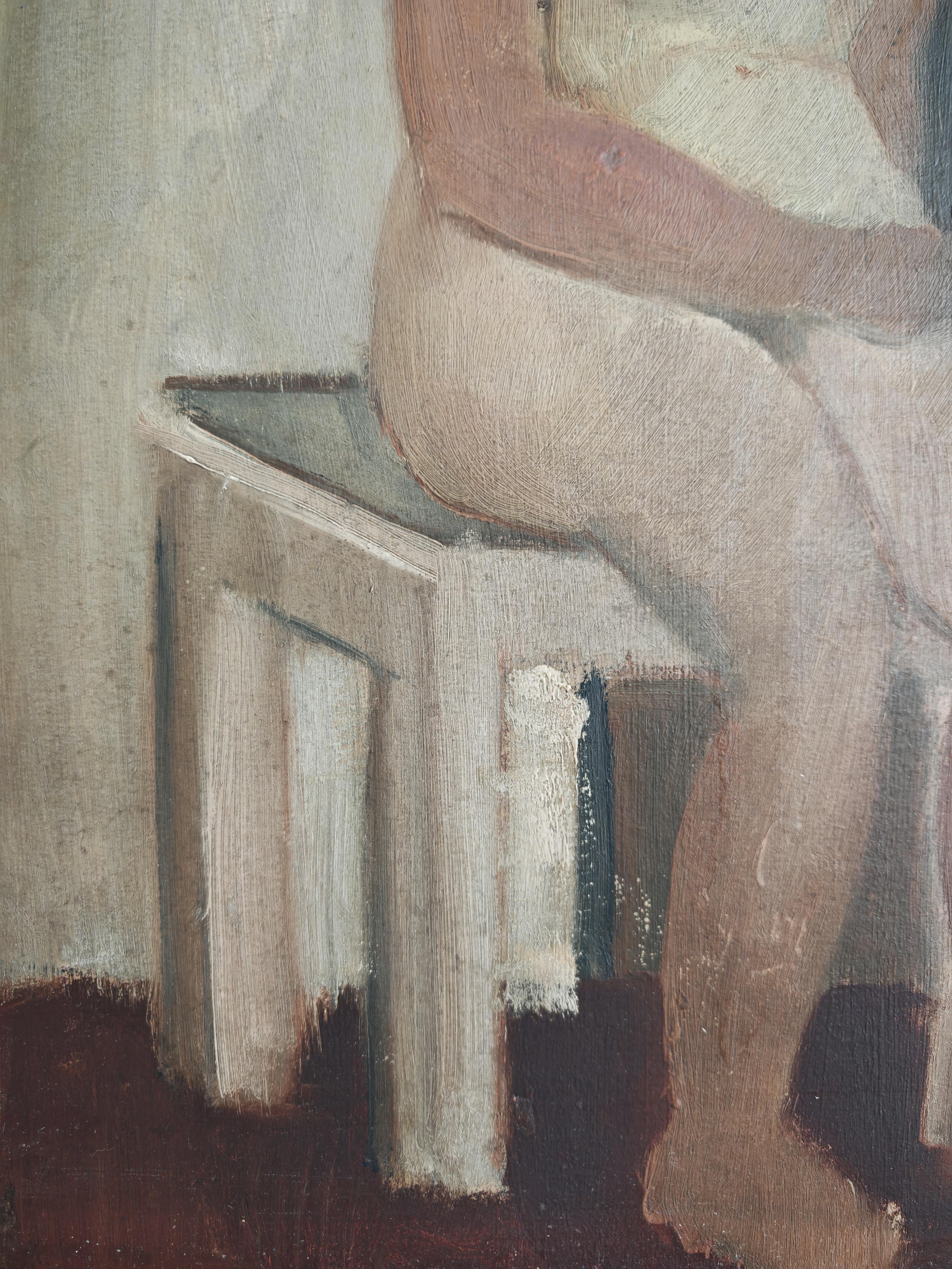 "Seated Nude in Interior", oil on canvas, unknown artist, Yugoslavia 1950s