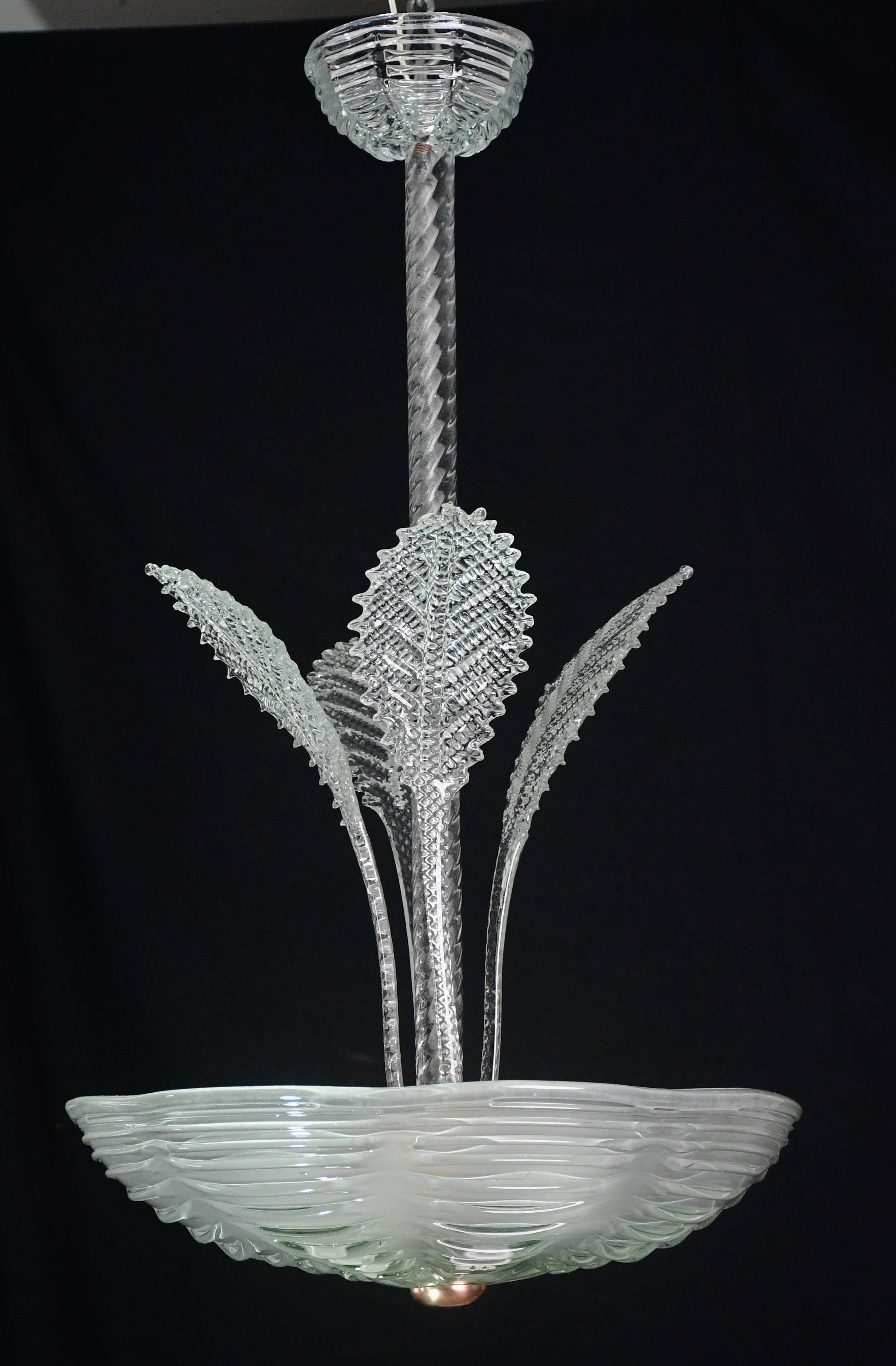 Luxury Barovier & Toso chandelier, Murano Pulegoso glass, 1950s