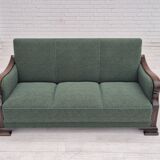1950s, 3-seater sofa, green furniture blend wool, beech wood.