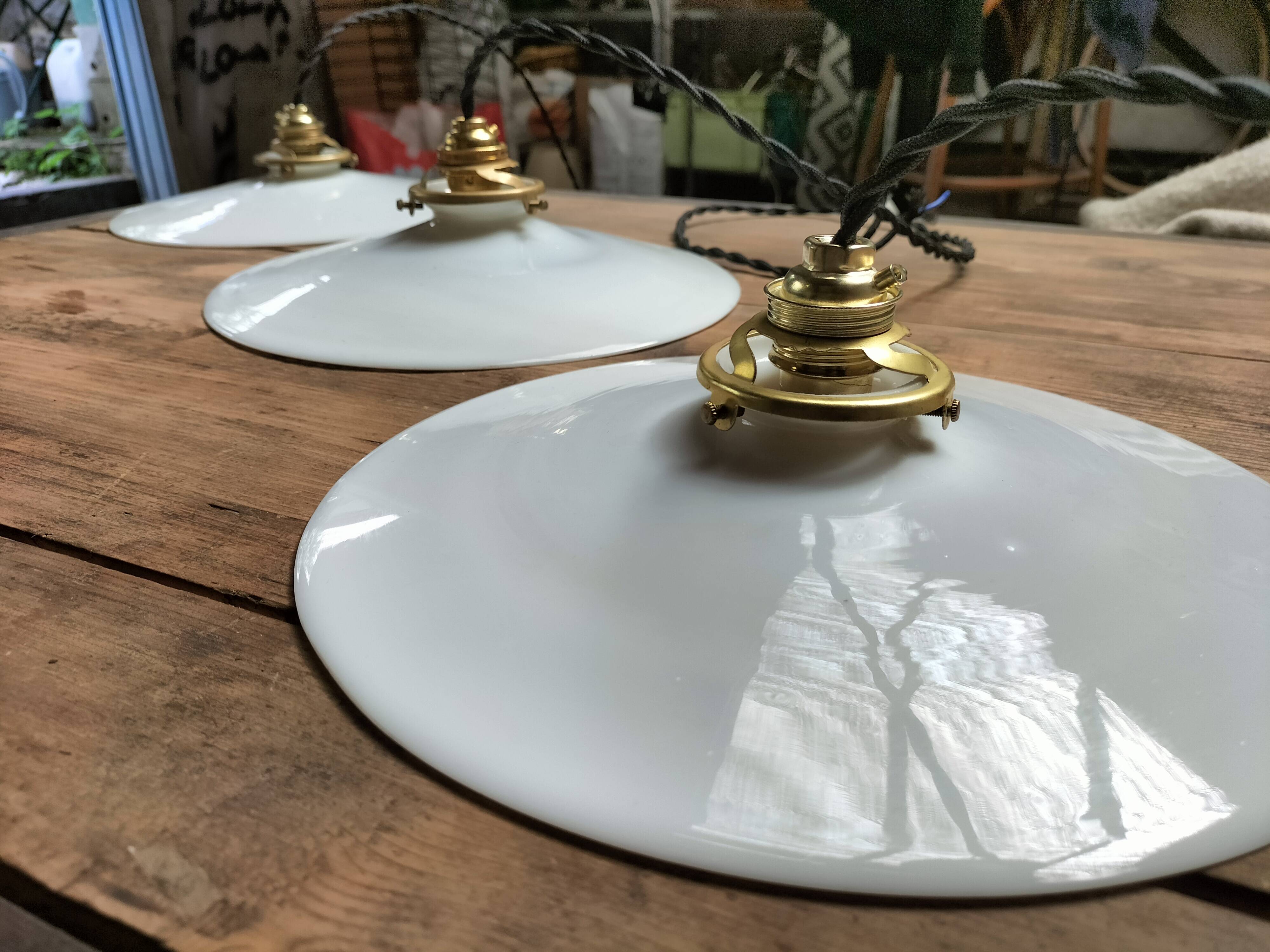 Opaline pendant lights