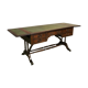 Folding desk English 50s mahogany and leather