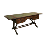 Folding desk English 50s mahogany and leather