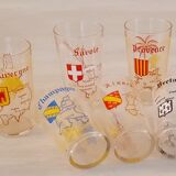 6 orangeade glasses - lemonade - water - regional theme - vintage
