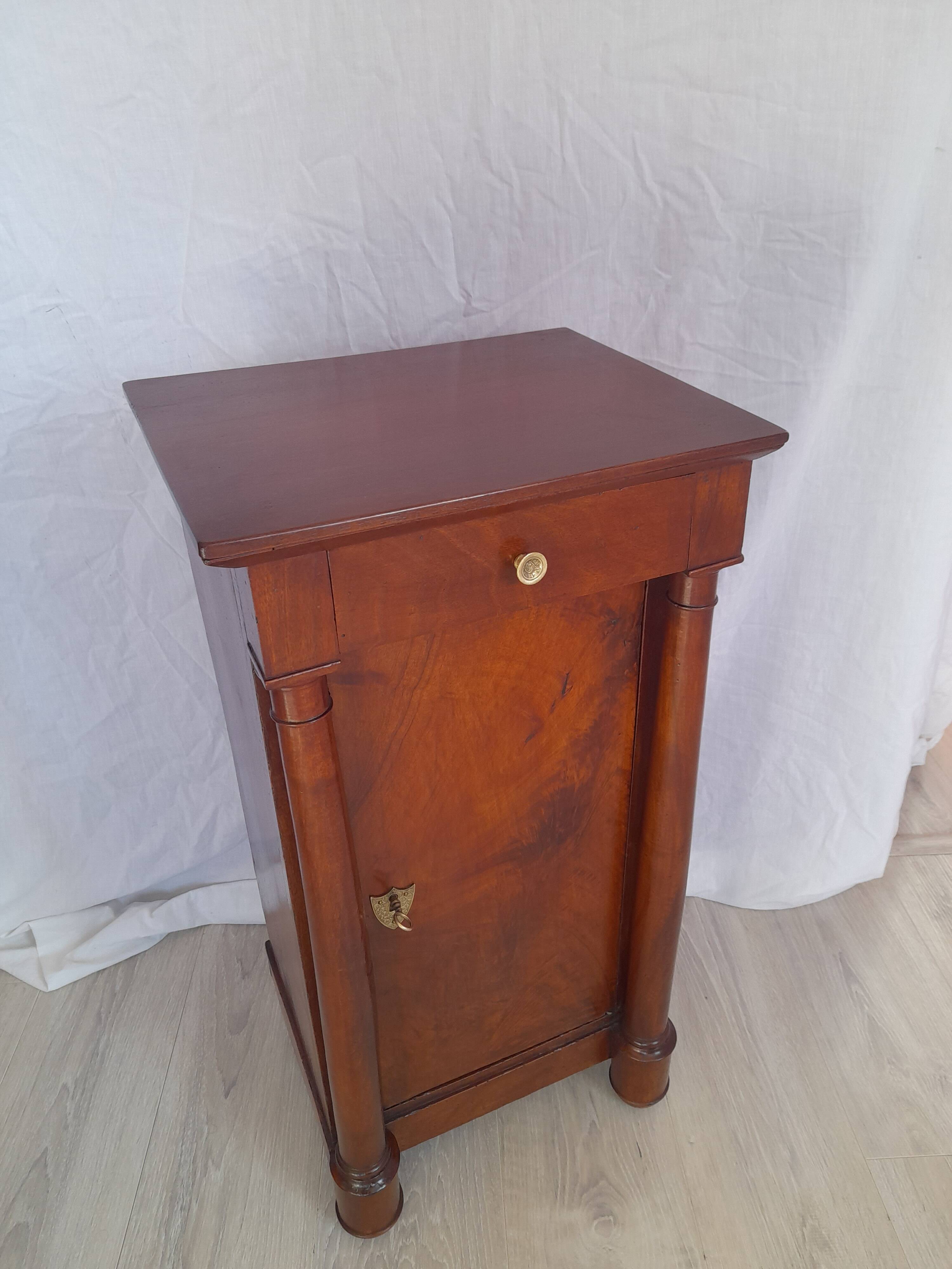 Empire bedside table with walnut columns