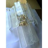 Set of Two Contemporary Venied-White "Alabastro" Listelli Murano Wall Sconces