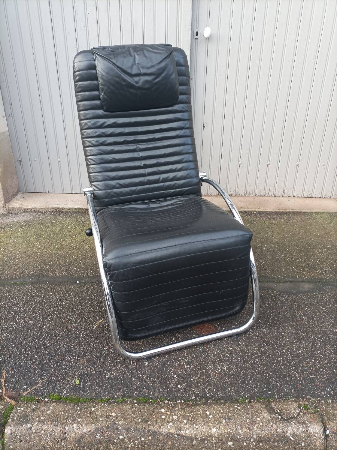 Vintage black leather armchair