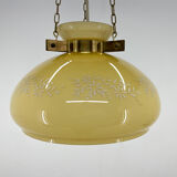 1950's Glass & Brass Pendant Light