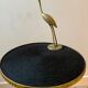 Vintage tripod pedestal table in gold metal