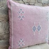 Handmade Moroccan silk cushion cover, cactus pattern